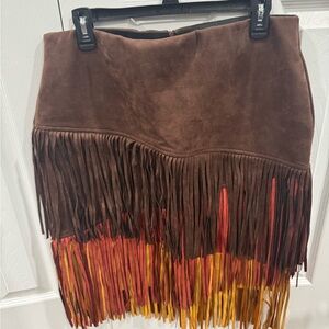 🩵2 for $20 SALE🩵 Fashion Nova Brown Asymmetrical Fringe Skirt